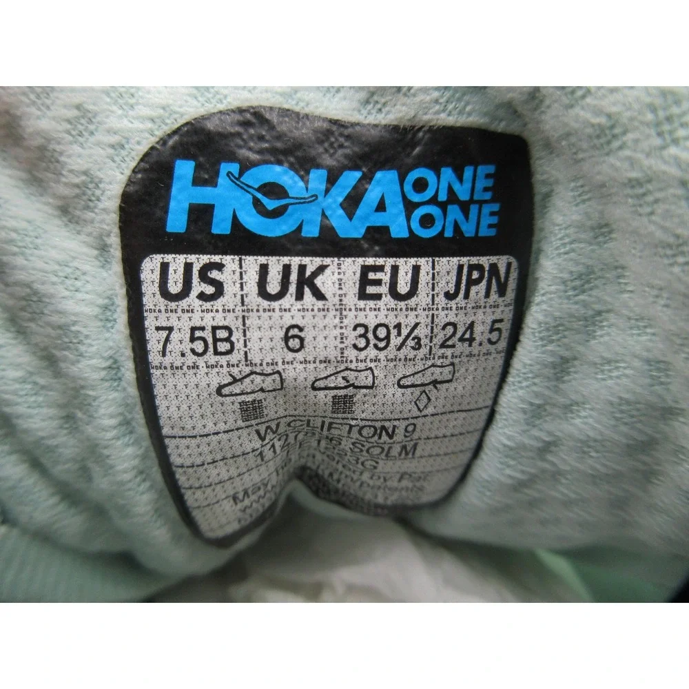 Hoka One‎ One Clifton 9 Running Shoes Womens Size 7.5 Mint Green Purple Sneakers